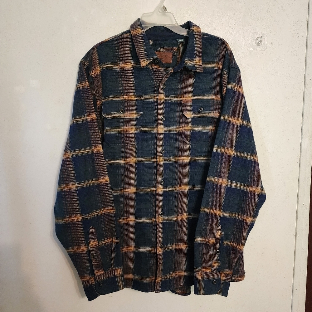 Orvis Mens Heavy Blanket Flannel Button Up Plaid Shirt Pockets Cotton Size XXL